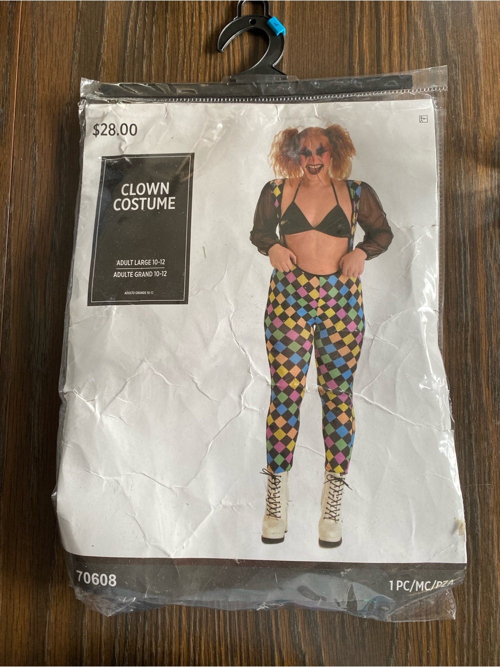 Adult Clown Costume Harlequin Size Large Leggings in Multicolor - Unbranded